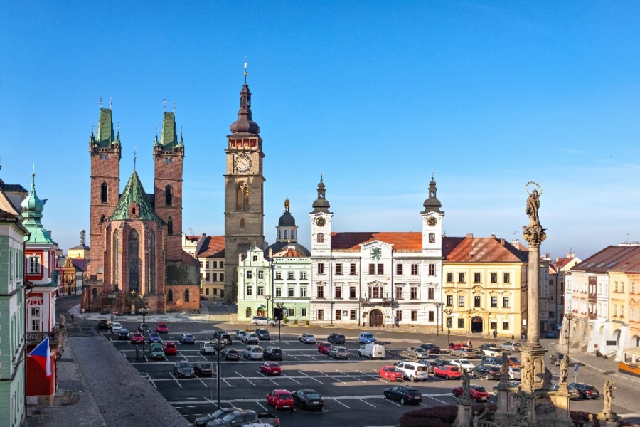 Squares with the Cathedral and White Tower, Hradec Králové