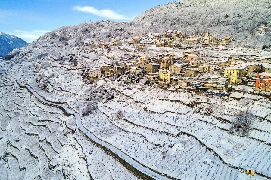Panoramic view of Sant’Anna (Sondrio) in winter