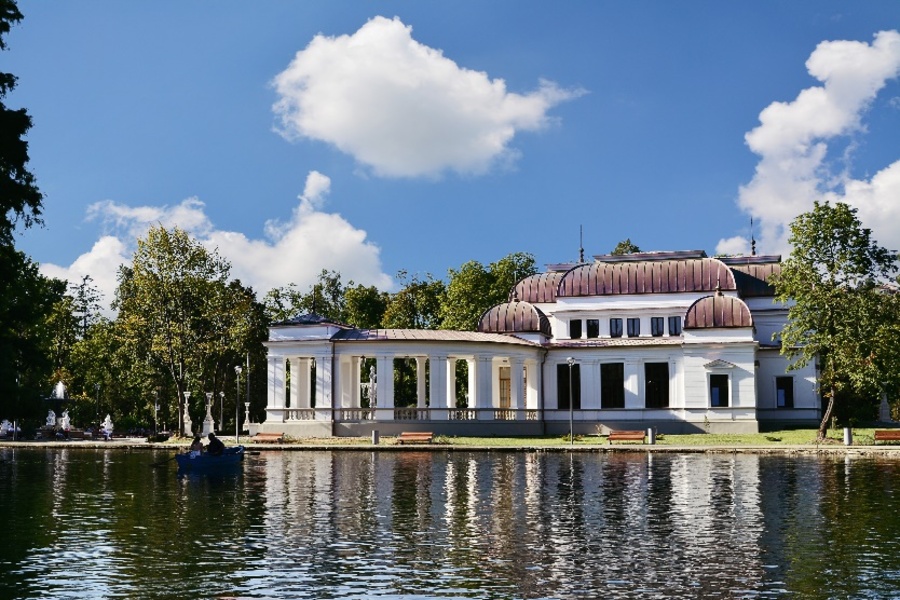 Old Casino building (1897) near the lake in the Central Park, Cluj-Napoca, Romania