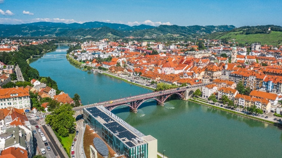 Maribor and the river Drava