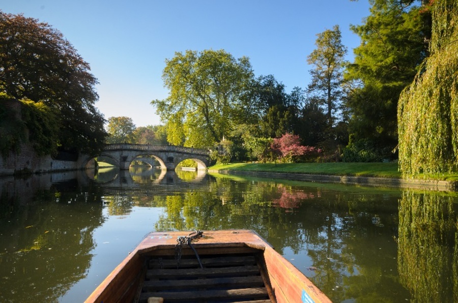 Picture of punting on the river Cam in Cambridge