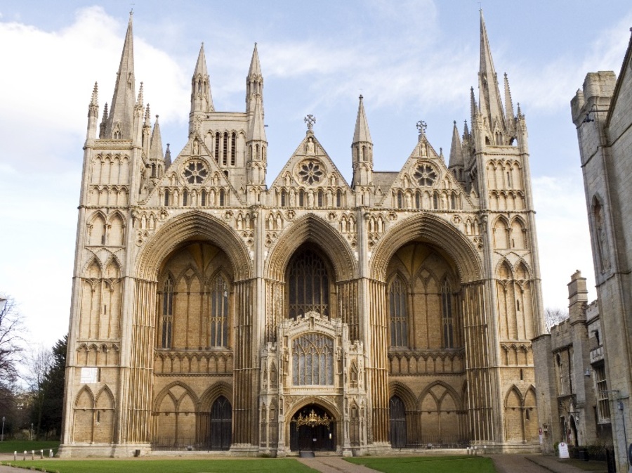 Picture of Facade of Peterborough Cathedral and a blue sky